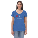 Equality is Greater Than Division. DO THE MATH. Blue Heather V neck women's t-shirt..