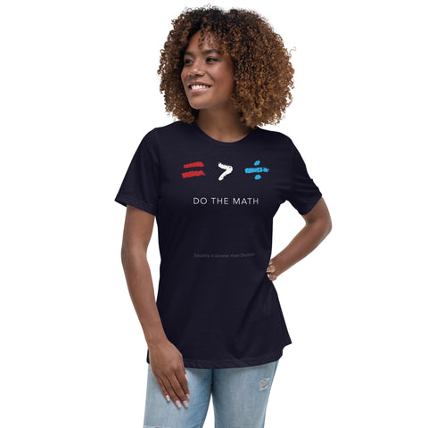 Women's relax fit DO THE MATH tee in navy blue..