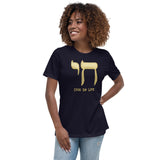CHAI ON LIFE Women's soft t-shirt in Navy Blue.