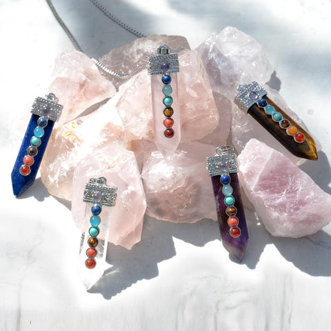 Buy all 5 Chakra Pendants, get a free chain and a great deal!