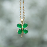 Lucky Jade Clover with 18k Gold Plated Setting and Chain.