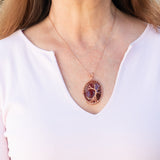 Carnelian Tree of Life pendant with rose gold chain.