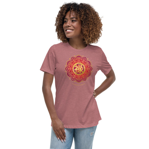 Flower of Wealth  mauve t-shirt from Fields of Fortunes