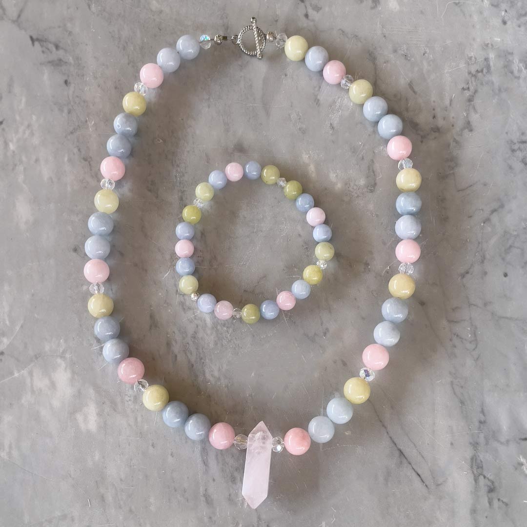 Beautiful Rainbow Morganite Necklace Set
