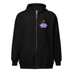OM Lotus heavy blend zip hoodie - black