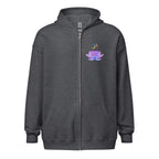 OM Lotus heavy blend zip hoodie-dark heather gray.