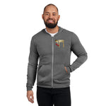 CHAI ROLLER lightweight unisex hoodie , front zip, and a kangaroo pocket in grey.