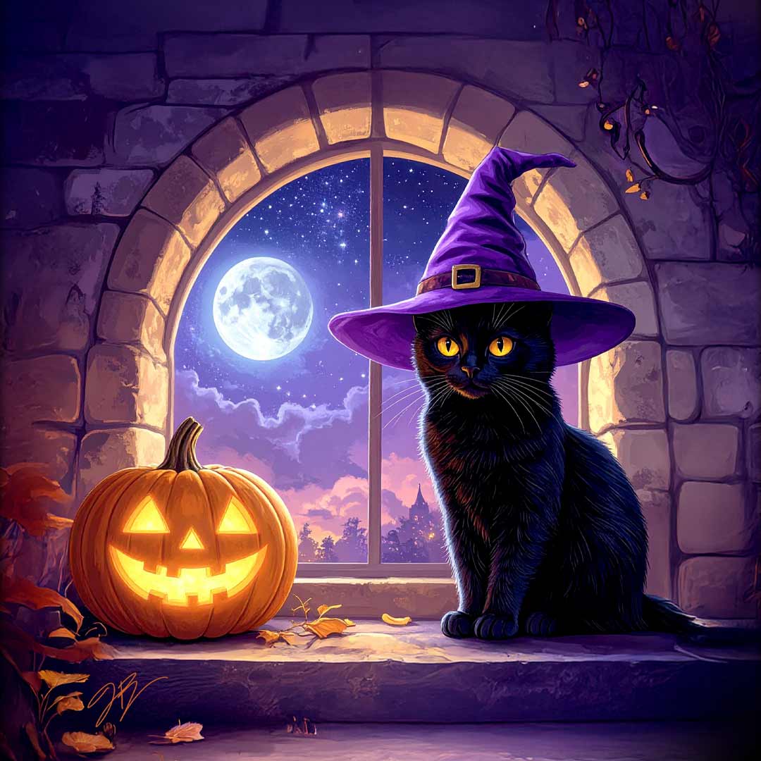 Wizard Kitten on All Hallows Eve - Youth Long Sleeve