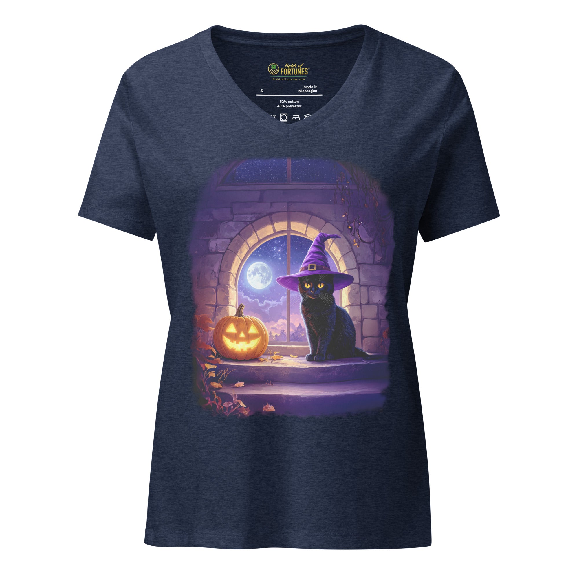 Wizard Kitten on All Hallows Eve - Relaxed V-Neck