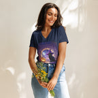 Wizard Kitten on All Hallows Eve - Relaxed V-Neck