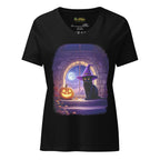 Wizard Kitten on All Hallows Eve - Relaxed V-Neck