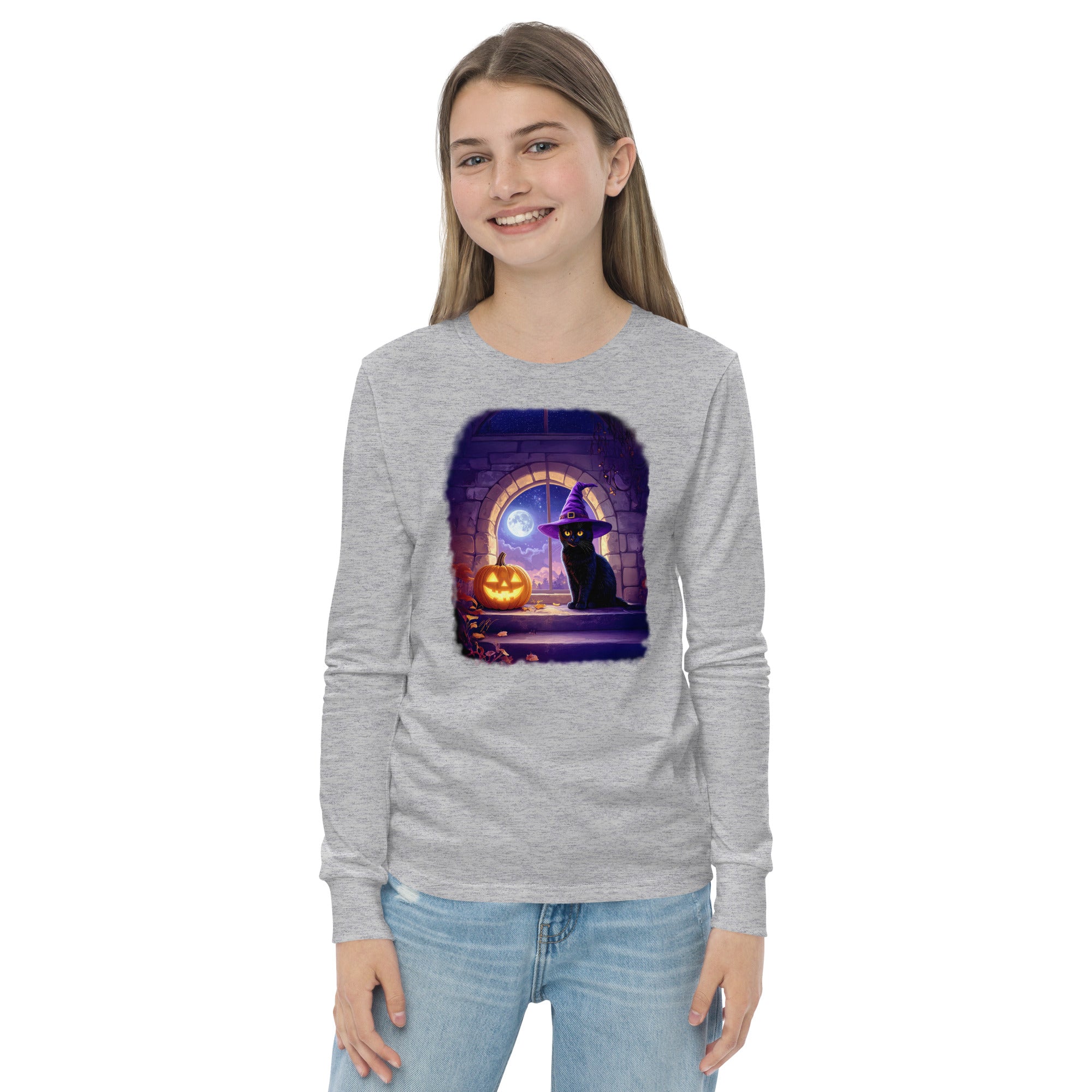 Wizard Kitten on All Hallows Eve - Youth Long Sleeve