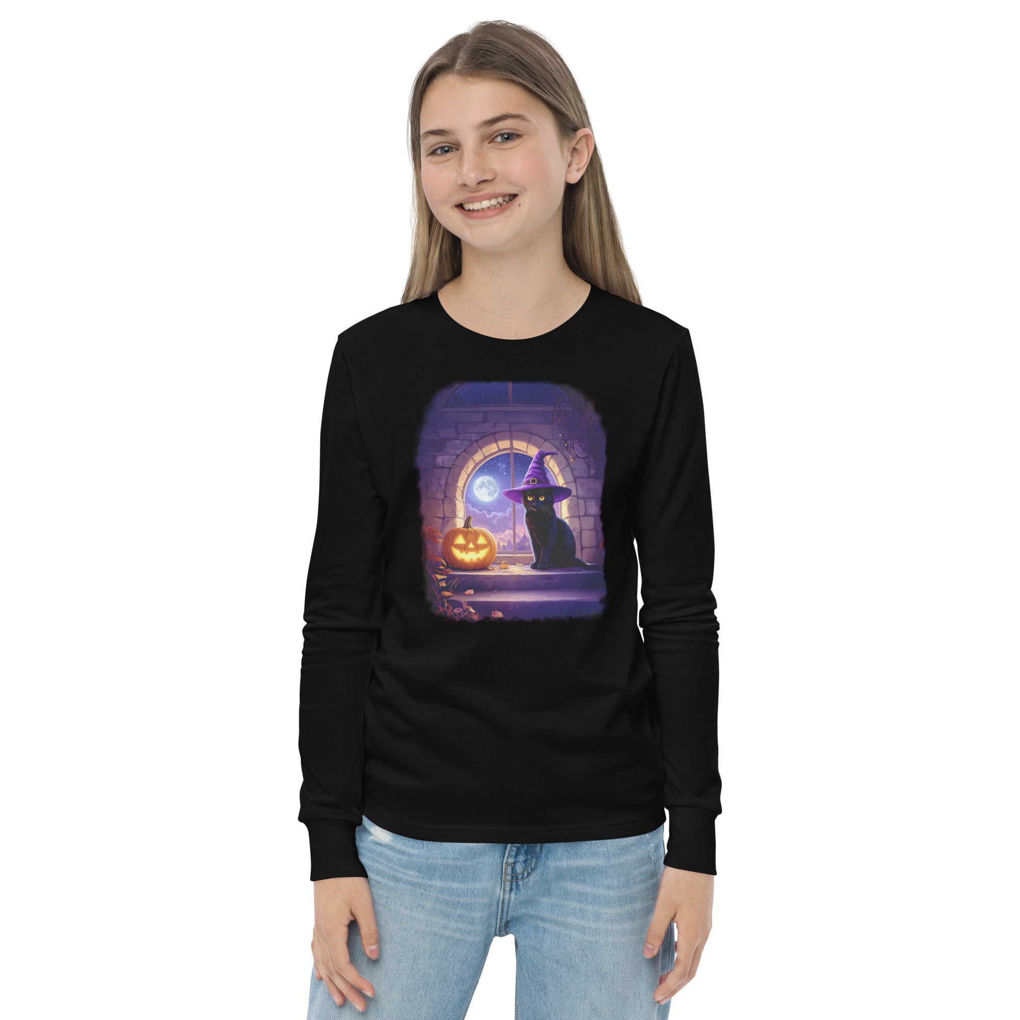 Wizard Kitten on All Hallows Eve - Youth Long Sleeve