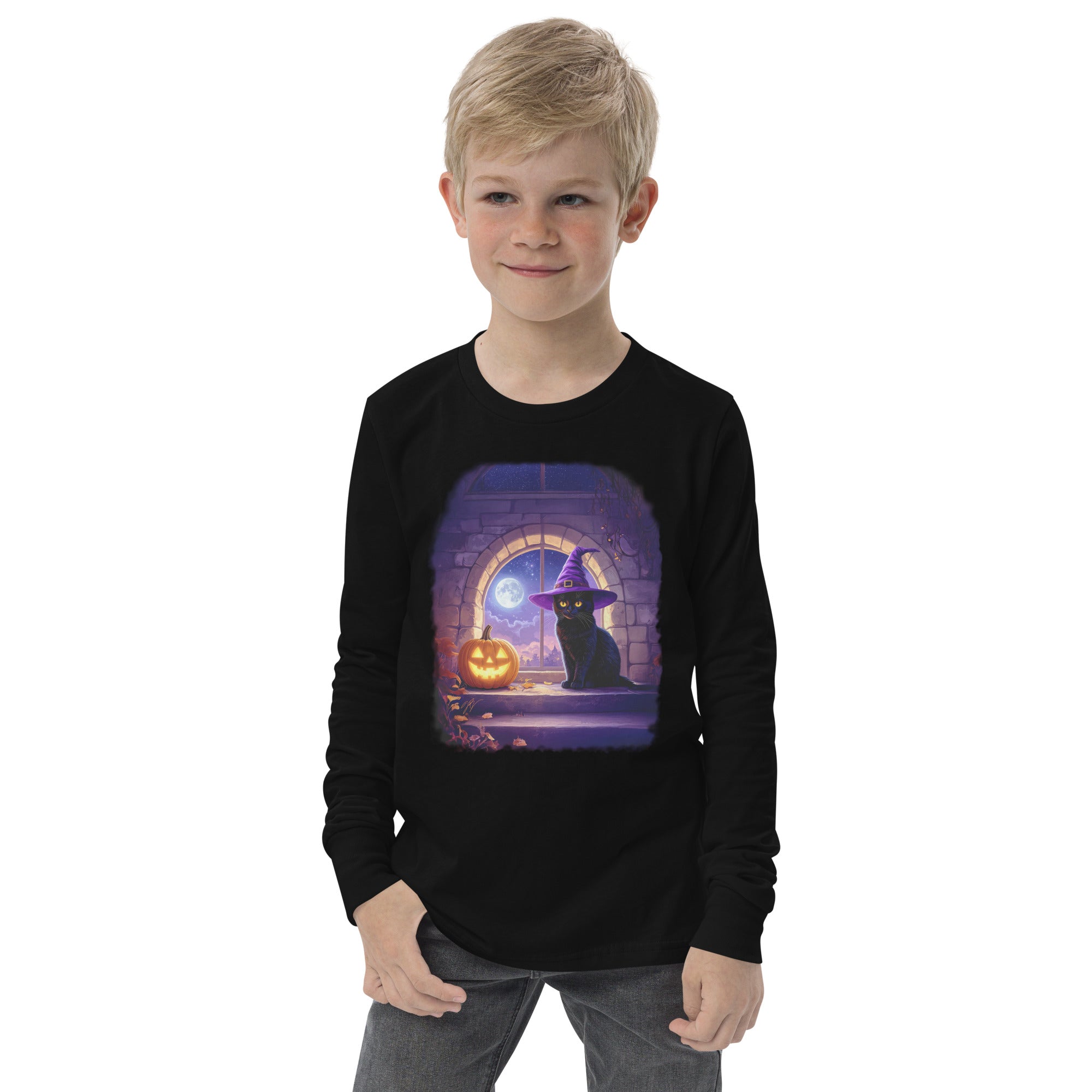 Wizard Kitten on All Hallows Eve - Youth Long Sleeve
