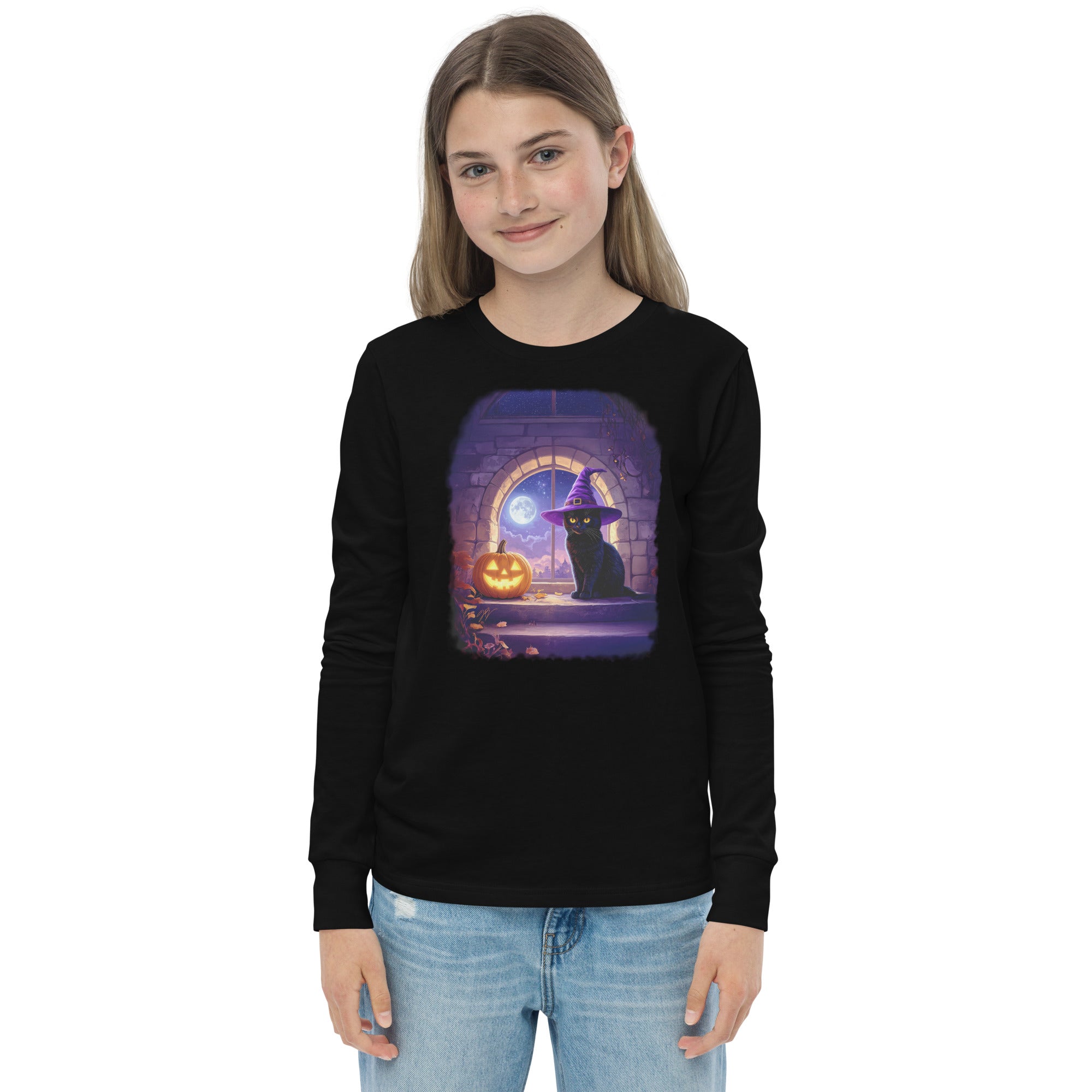 Wizard Kitten on All Hallows Eve - Youth Long Sleeve