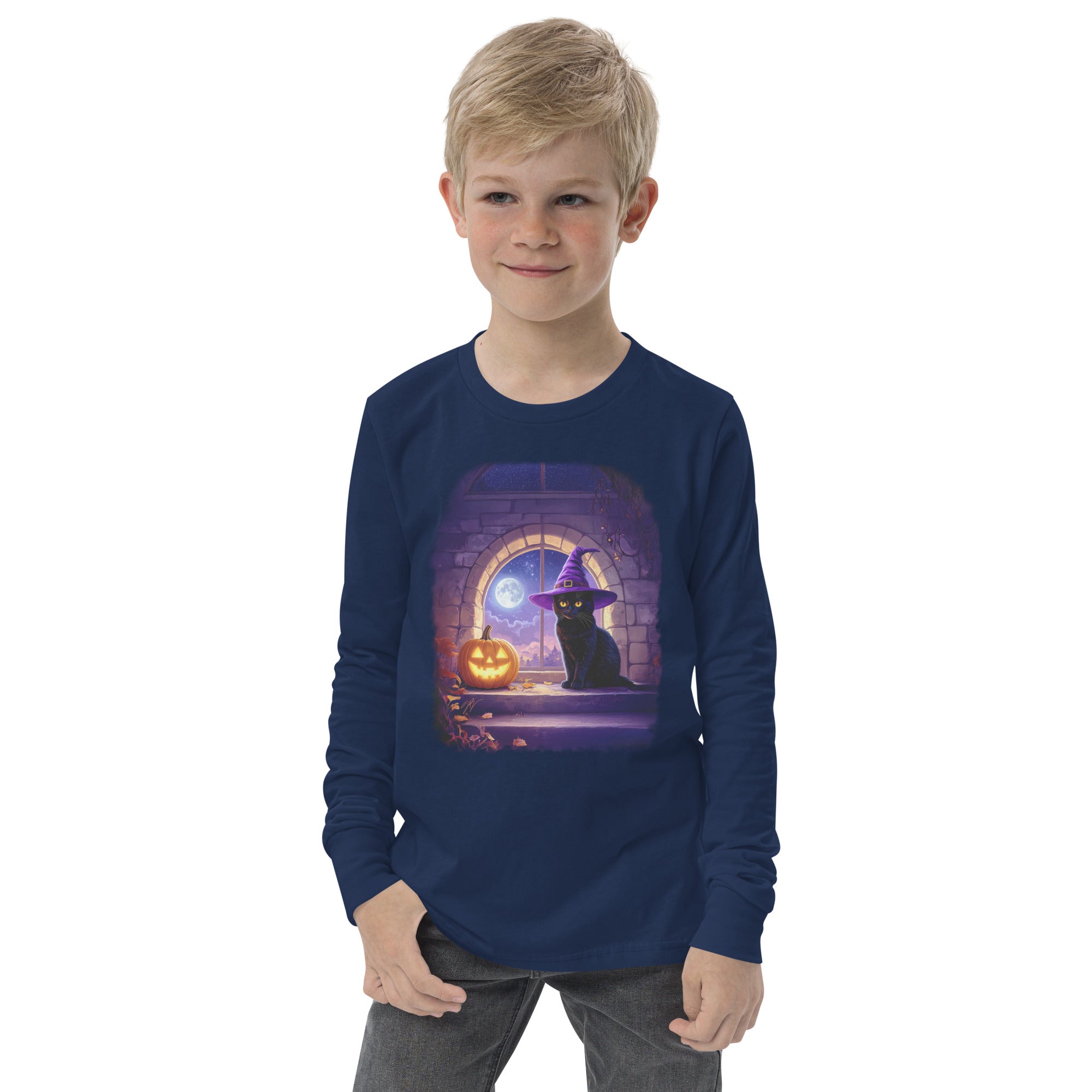 Wizard Kitten on All Hallows Eve - Youth Long Sleeve