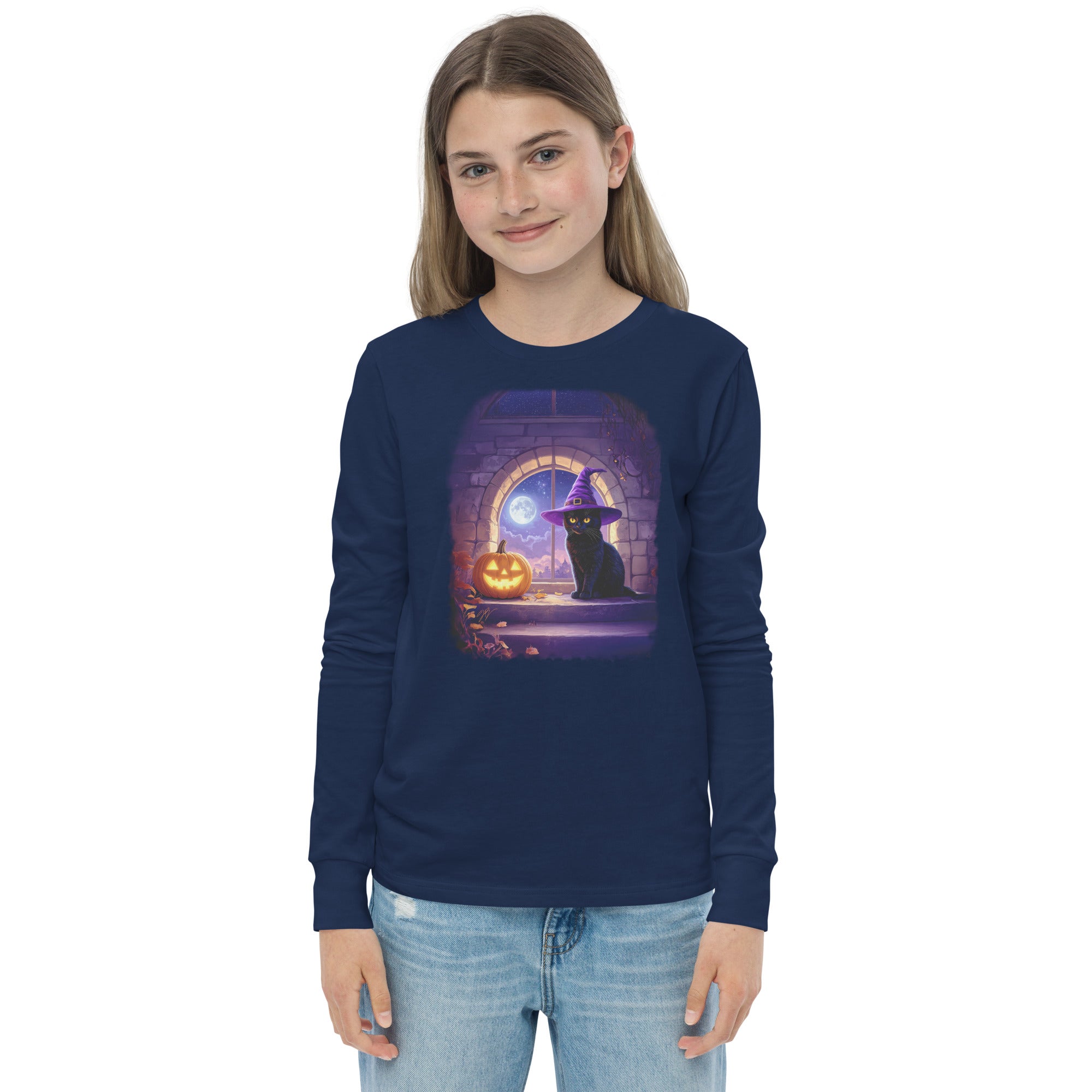 Wizard Kitten on All Hallows Eve - Youth Long Sleeve