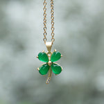 Lucky Jade Clover with 18k Gold Plated Setting and Chain.